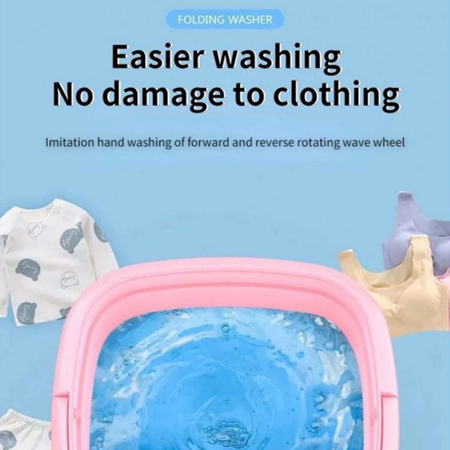Compact and foldable washing machine, ideal for small spaces Compact and foldable washing machine, ideal for small spaces